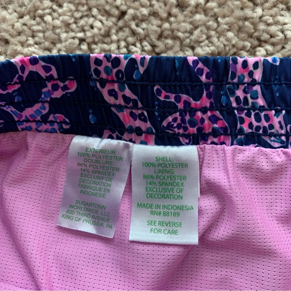 Lilly Pulitzer Luxletic Shorts Medium Cheetah Leopard Blue Pink Purple Lined - Picture 6 of 11